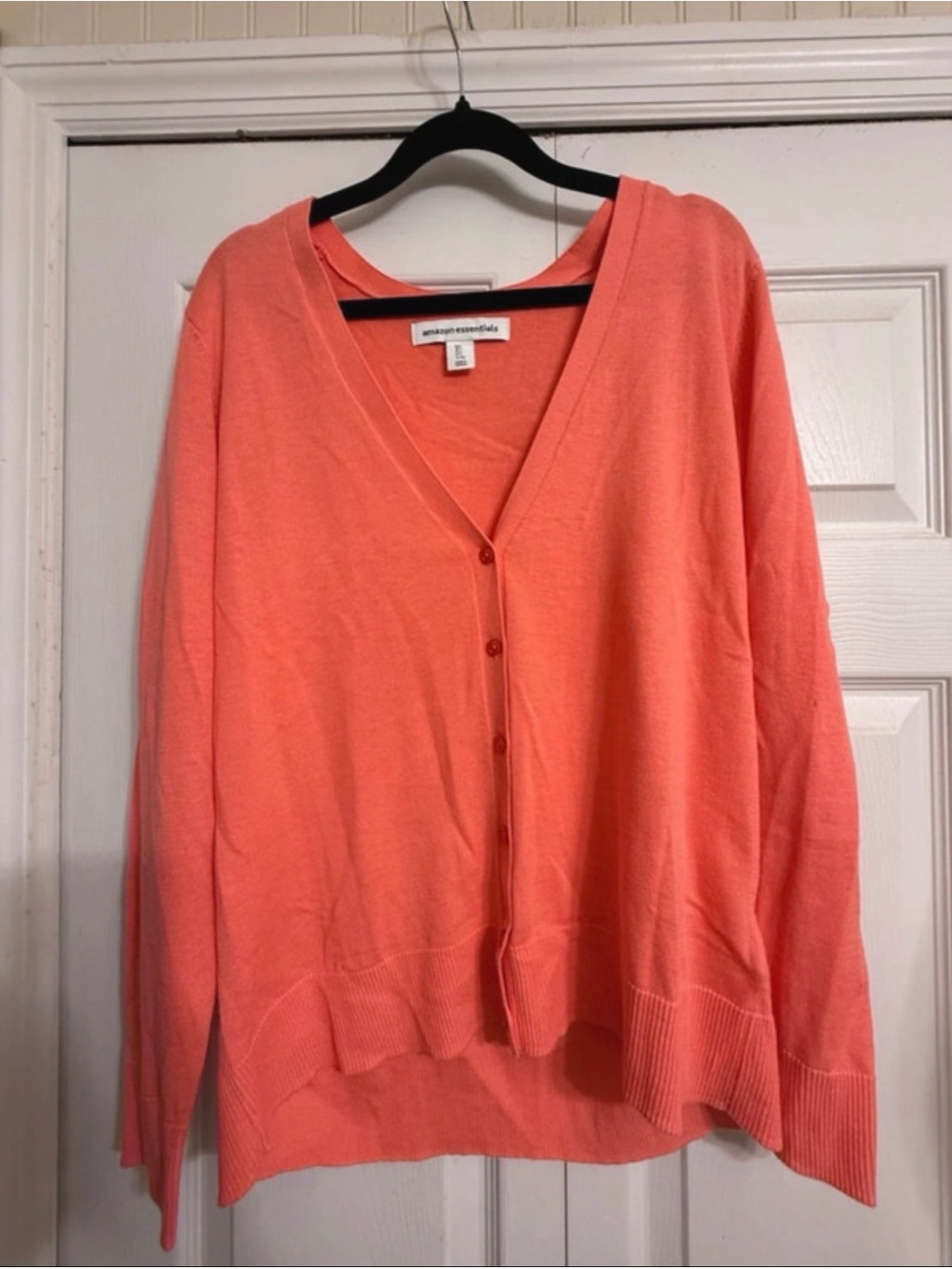 Amazon Essentials Coral Button-Front V-Neck Cardigan